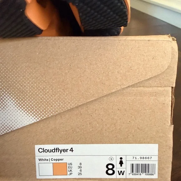 On Running Cloudflyer 4 White | Copper Athletic Shoes Size W8 (New with Box) - Picture 7 of 8